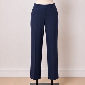 Banana Republic Curvy Ryan Navy Italian Wool Straight Leg Pants 14 NEW